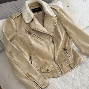 BNCI Women's Tan Corduroy Utility Jacket with Sherpa Collar